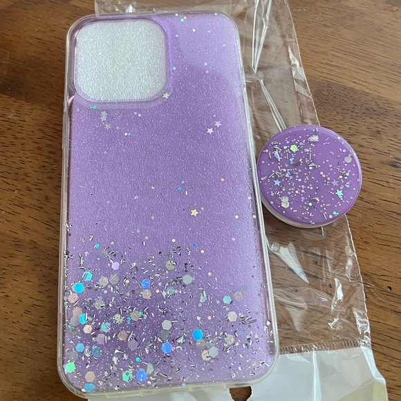 NWOT 3D Bling Glitter Soft Silicon Case iPhone 13 / 13 Pro & Stand Holder Socket - Picture 1 of 6